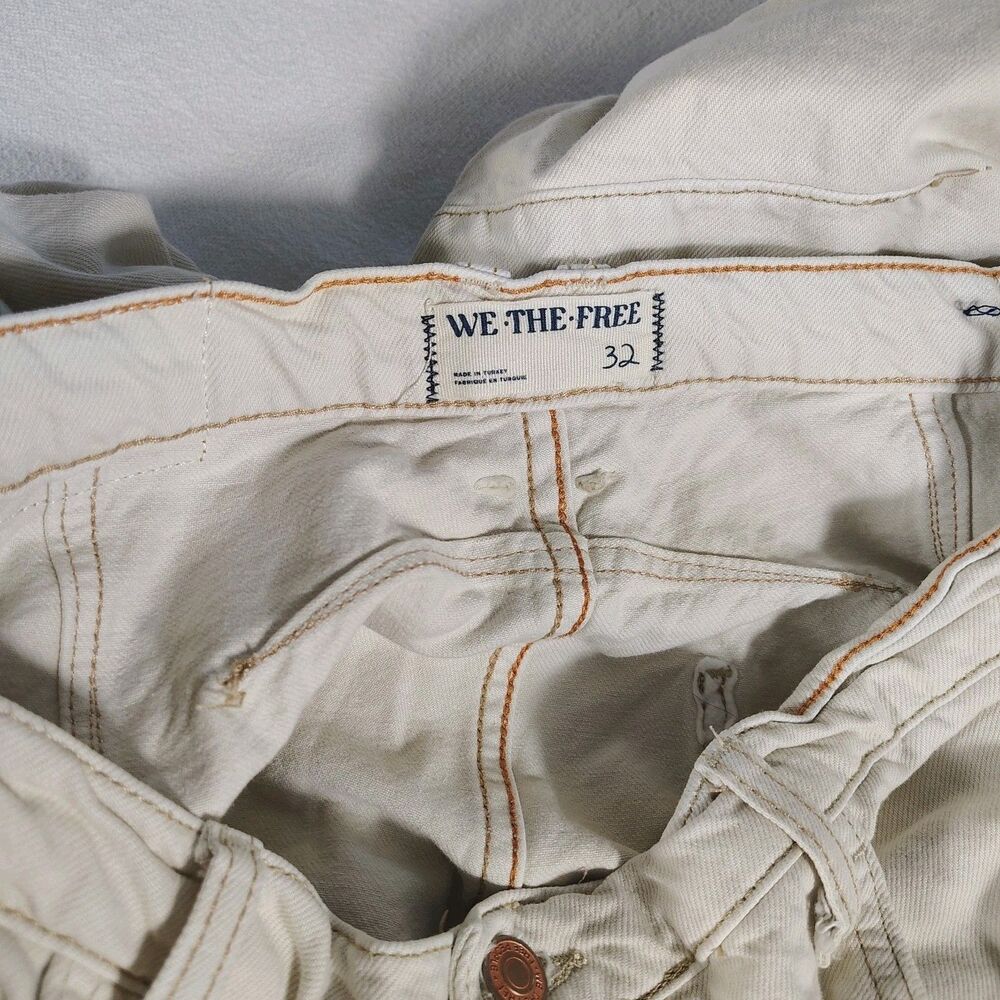 We The Free Women’s Jeans 32 Cream Milk Good Luck Mid-rise Barrel Baggy Loose - Picture 7 of 12